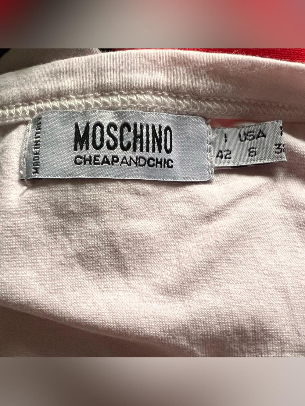 Moschino cheap and chic Dress, red and pink colour block with fun graphic top. - Picture 6 of 9